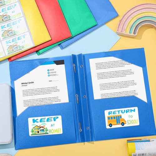 Henoyso 24 Set Take Home Folders with Clear Front Pocket, School-to-Home Communication Folder Bulk for Back to School Classroom, Heavy Duty Plastic Parent-Teacher Homework Folders (Rainbow) - color: Rainbow