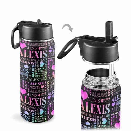 MyPupSocks Custom Water Bottle for Kids, Personalized Kids Water Bottle with Name, 18oz Stainless Steel Insulated Water Bottle with Straw, Leak Proof School Water Bottle for Boys Girls - color: Color 94