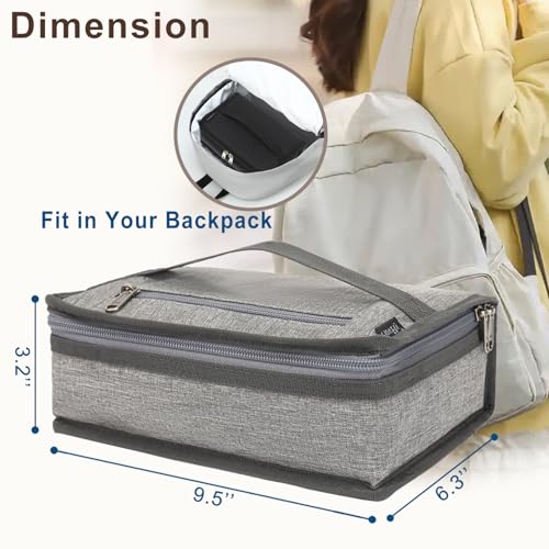 FlowFly Small Insulated Lunch box Portable Soft Bag Mini Cooler Thermal Meal Tote Kit with Handle for Work & School, Heather Grey - color: Healther1#Grey