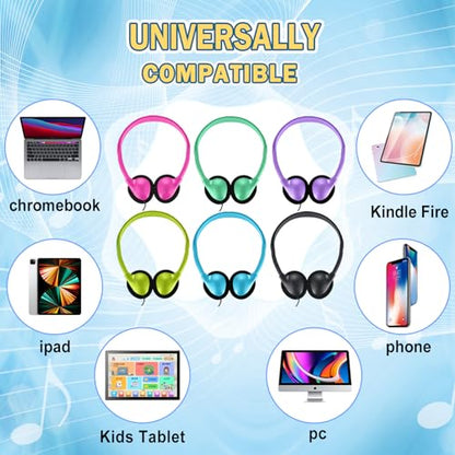 USB Type C Kids Headphones Bulk 5 Pack for School Classroom Students, On-Ear USB C Wired Headset Class Set Compatible with Chromebook Computer Laptop (HY857C,5 Mixed)
