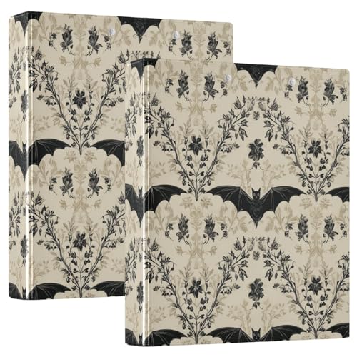 Gothic Bat Round Ring Binders Floral (5) 1.5 Inch 3 Ring Binder with Clipboard Holds 200 Sheets Office Home School - color: Multicolored 20