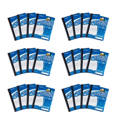 Mintra Primary Composition Notebook, 24 units 6-4 Pack, Blue Cover, 80 Sheets, 7.5in x 9.75in, Full Sheet, Ruled with Drawing Area, Flexible Hardcover Journal, Grades K-2, School & Home Use - color: Primary Ruled - Blue Only - Full Sheet, size: 24 units (