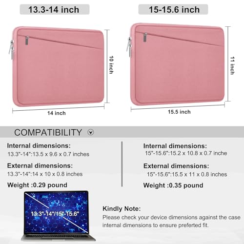 15.6 inch Laptop Case, Slim Computer Carrying Bag Protective Cover Briefcase with Front Pocket, Durable Laptop Sleeve for 15-16 Inch HP, Dell, Lenovo, Asus- Red Pink - color: Red Pink, size: 15.6 Inch