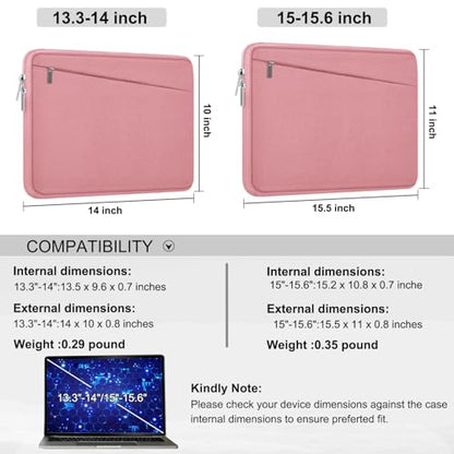 15.6 inch Laptop Case, Slim Computer Carrying Bag Protective Cover Briefcase with Front Pocket, Durable Laptop Sleeve for 15-16 Inch HP, Dell, Lenovo, Asus- Red Pink - color: Red Pink, size: 15.6 Inch