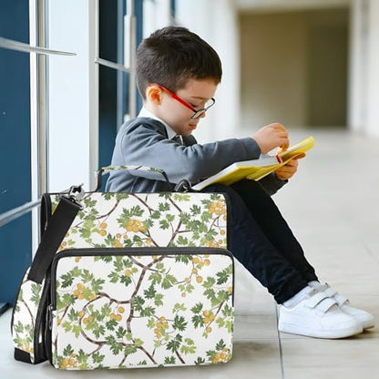 3 Ring Zipper Binder Green Leaves Tree Branch Binders Bag with Shoulder Strap 500 Sheets Paper Organizer Trapper Keeper Documents Storage File Folder for School Office - color: A851