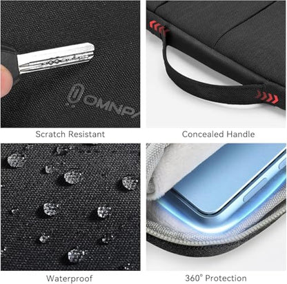 Omnpak Laptop Sleeve Case for Surface Pro 11/10/9/8/7,Side Handle Strap | Multi-Pocket, Water-Resistant Protective Laptop Carrying Bag for Surface Pro 12/11/10/9/8/X/7+/7/6/5/4/3