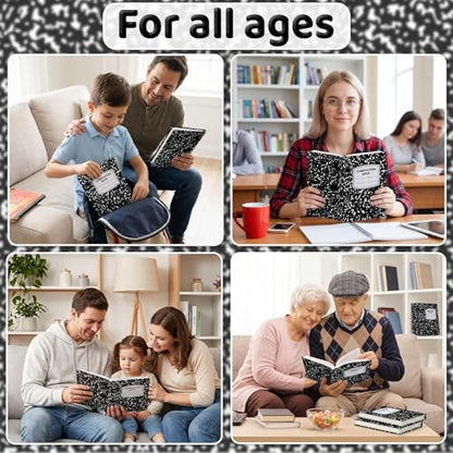 6 Pack Composition Notebook Book Cover Stretchable Reusable Jumbo Book Covers Protector for Textbook Hardcover Books up to 9 x 11 in Fabric Books Sox Back to Supplies - color: Black and White