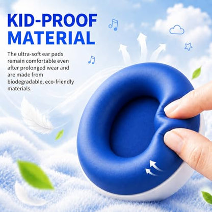 Kids Wireless Headphones with Active Noise Cancelling, 58H Playtime, Bluetooth 6.0, Safe Volume, Foldable Over-Ear Wireless Headset with 3.5mm Wired Option for iPad/Tablet,School,Travel - color: Blue