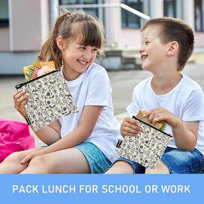 Reusable Food Storage Bags Goth Bats 3 Pack Set Lunch Bag Compact Sandwich Snack Bag Small Medium Large for Lunch, Travel & Organization - color: Bag 12
