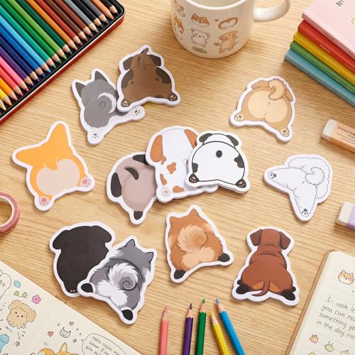 Yinder 24 Pads Cute Sticky Notes Fun Kawaii Dog Sticky Notes Pads Bulk Cartoon Memo Self Adhesive Gift for Valentines Veterinary Office School Tab Party Supplies - style: Cute Dog