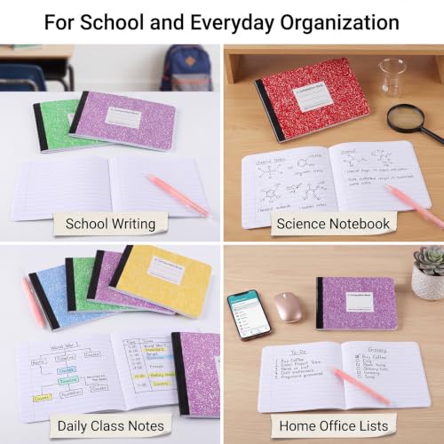 24 Pcs Wide Ruled Composition Notebook Bulk, 4-7/8"x 7.5" Mini Notebooks | Primary Composition Notebooks K-2, Half Size Small Pocket Journal Books, Back to School Gifts for Students