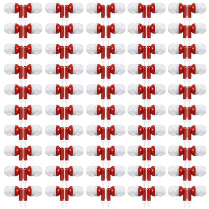 50 Pack Earbud Bulk Headphone for Classroom Earphone Earbud with Wire Individually Bagged Wired in Ear Buds(Red) - color: Red