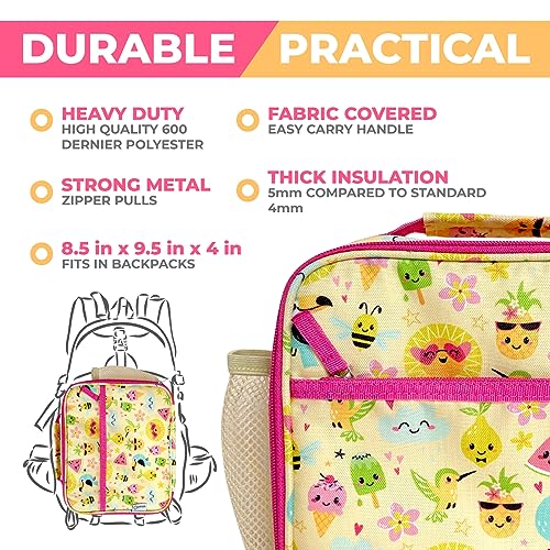 Bento Lunch Box with Insulated Bag, Water Bottle Ice Pack Set for Kids Toddlers, 5 Portion Sections, BPA Free Removable Tray, Pre-School Kid Toddler Daycare Lunches, Snack Container, Summer Set - color: Summer Set