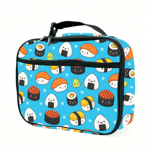 Sushi Lunch Box Insulated Reusable Lunch Bag Tote Cooler for Women Men Boy Girl School Work Office Picnic - color: Sushi