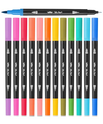 Mr. Pen- Dual Tip Brush Pens, 12 pcs, Assorted Color | Fine & Brush Tip Markers for Adult Coloring Markers for Adults - color: Candy, size: 12 Pack