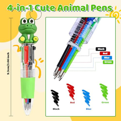Animal Party Favors Animal Pens Multicolor Pen in One Cute Fun 4-in-1 Pens Bulk Cool Ballpoint Pens for Birthday Gifts Teacher Supplies (Animal, 12) - style: Animal