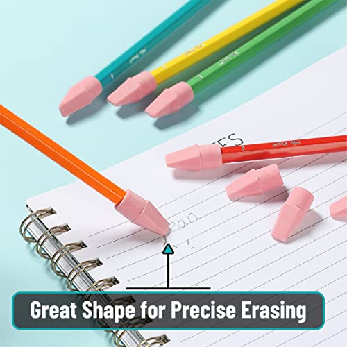 Mr. Pen- Pencil Top Erasers, 120 Pack, Pink, Latex-Free | No-Smudge Cap Pencil Erasers for Precise Erasing, Kids, Teachers, Studying Supplies - color: Pink, size: 120 Pack