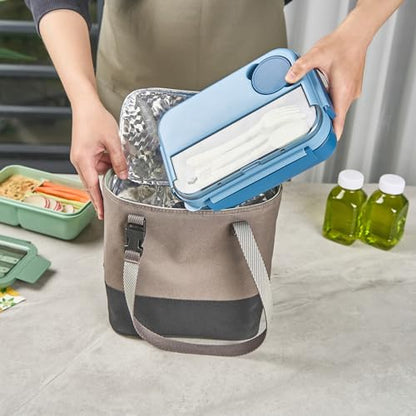 Restaurantware Bento Box 10 Count 44 Ounce Plastic Lunch Box With Cutlery, Leakproof Microwave-Safe Meal Prep Container Reusable Versatile Blue for Travel - size: 10 Count, style: 44 oz - Blue
