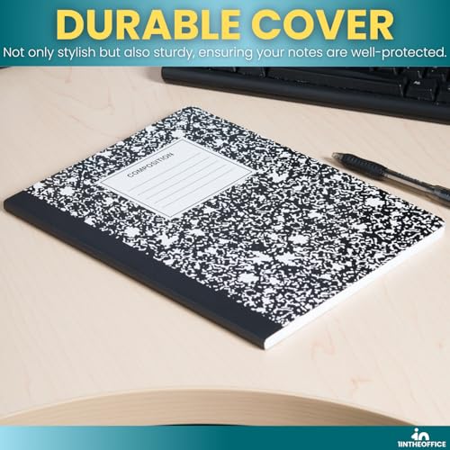 1InTheOffice Composition Notebook College Ruled, Notebooks for School, Black, 9.75" x 7.5", 24 Pack