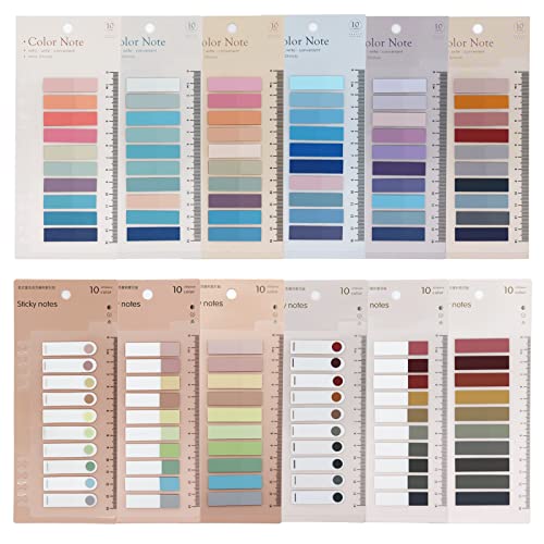 2400 Pcs Morandi Sticky Tabs, 12 Sheets Sticky Index Tabs, Book Tabs, Page Markers, Colorful Book Annotating Tabs, Page Tabs, Sticky Flags, Transparent Sticky Note Tabs, File Index Tabs with Ruler - style: 2400pcs sticky tabs