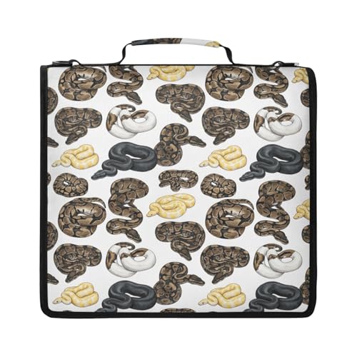 Pythons 2inch 3 Ring Zipper Binder Multi-Pocket Storage Holds 14 Inch Laptop for Students and Office Use - color: Pythons
