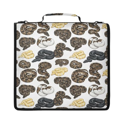 Pythons 2inch 3 Ring Zipper Binder Multi-Pocket Storage Holds 14 Inch Laptop for Students and Office Use - color: Pythons