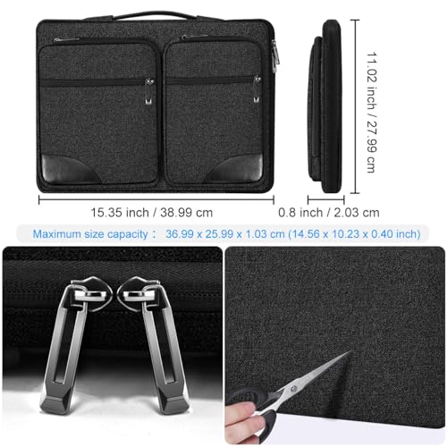 Hseok Laptop Case 15 15.6 16 inch Sleeve with Handle and Hidden Straps,Compatible with MacBook Neo 16",MacBook Pro Air 16" 15", 360°Protective PC Briefcase with 4 Pockets for Accessories,Carbon - color: Carbon