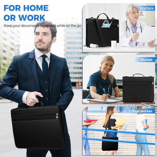 KTRIO 3 Ring Zipper Binder, 12 Tab Expanding File, 300 Sheets, Black | Durable Fabric Cover, 12 Tab Expanding File, 300 Sheet Capacity, Zipper Storage, Handle & Shoulder Strap
