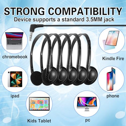 CN-Outlet Classroom Headphones Bulk 10 Pack for School,Libraries,Students,Adult, Individually Bagged Wholesale Disposable Headphones Classroom Earphones(Black) (Black, 10 Pack) - color: Black, size: 10 PACK