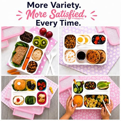 kinsho Glitter Bento Box Lunch Box for Kids Girls, Cute School Snack Meal Prep Container for Lunches, Pink - color: Pink Glitter
