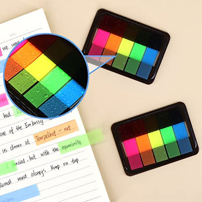 600 Pieces Sticky Index Tabs Page Flags, ALOTCHE Transparent Sticky Notes Book Sticky Tabs for Annotating Books, Neon Pop Up Index Tabs Self-Adhesive Page Marks for Classify File - style: Black Box 600 Sheets