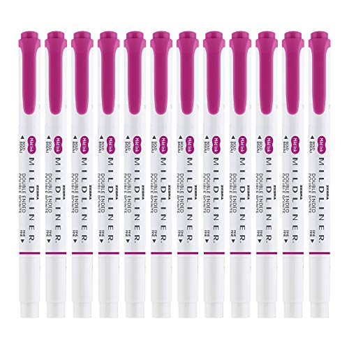 Zebra Pen Mildliner Dual-Tip Highlighters, Broad and Fine Tips, Ideal for Bible Highlighting, No Bleed, School Supplies, Teacher Supplies, and Office Supplies, Mild Fuchsia Ink, 12-Pack (78470upc) - color: Fuchsia