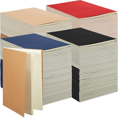 Mimorou 100 Pcs Journals Notebooks Bulk - Kraft Softcover A5 Small Notebooks 5.5 Inch x 8.3 Inch Notepads with 60 Page 30 Sheet for Writing Sketch Travel Office Supplies(Black, Brown, Red, Navy,Lined) - color: Black, Brown, Red, Navy, style: Lined