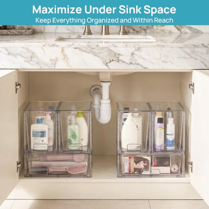 Vtopmart 6pack Clear Storage Dawers - style: 2 Wide+4 Large