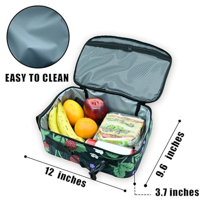 Strawberry Lunch Box Insulated Reusable Lunch Bag Tote Cooler for Women Men Boy Girl School Work Office Picnic - color: Strawberry