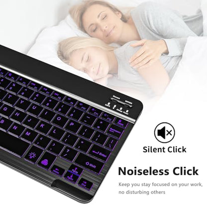 Bluetooth Keyboard for iPad, 7-Color Backlit, Rechargeable 10 inch Wireless Keyboard for iPad 10th/9th/8th Gen, iPhone,Tablet, Smartphone iOS Android Windows Computer