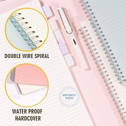 OWSC 3 Pack College Ruled Spiral Notebook, Notebooks for Work A4 Lined | 5.9 x 8.3 IN Notebooks College Ruled for Note Taking, School and Journal with 80 Sheets/160 Pages 110 GSM Thick Papers - size: Ruled-A4-3 Pcs