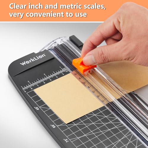 WORKLION Small Paper Trimmer, Portable Paper Cutter for Label, Origami, Card, Photo, Coupon, Scrapbook, Cardstock, Laminated Paper, and Craft Project