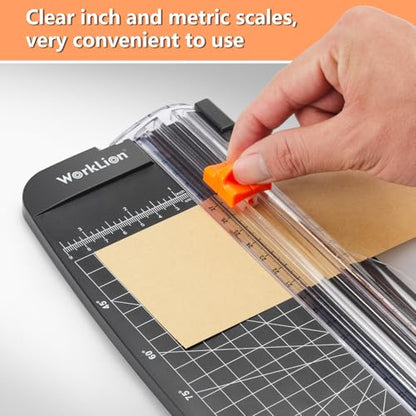 WORKLION Small Paper Trimmer, Portable Paper Cutter for Label, Origami, Card, Photo, Coupon, Scrapbook, Cardstock, Laminated Paper, and Craft Project