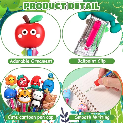 Vellibring 30pcs Mini Multicolor Pens in One 4-in-1, Bulk Cute Cartoon Retractable Ballpoint Pens for Party Favors Birthdays Holiday Gifts Classroom Student Prizes - style: Cute-30pcs