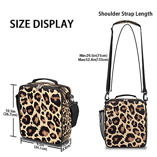 Pardick Leopard Lunch Box for Kids,Students Leopard Animal Skin Print Lunch Bag Tote with Adjustable Shoulder Strap,Insulated Thermal Girls Boys Lunchbox Cooler Bag for School Picnic Travel Outdoor - color: Leopard