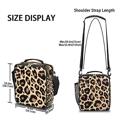 Pardick Leopard Lunch Box for Kids,Students Leopard Animal Skin Print Lunch Bag Tote with Adjustable Shoulder Strap,Insulated Thermal Girls Boys Lunchbox Cooler Bag for School Picnic Travel Outdoor - color: Leopard