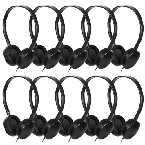 Classroom Kids Headphones Bulk 100 Pack,Class Set of Headphones | for School Students Children Boys Girls Teen and Adult 3.5mm Jack (Black) - size: 100 Pack Black