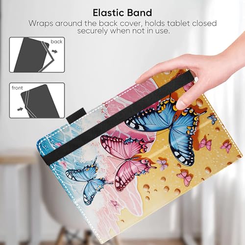 Universal 10 10.1 Inch Android Tablet Case,Slim Folding Stand Cover for All 9"-10.5" Touchscreen Tablet Case with Stylus Pen Holder,Beach Butterflies - color: Beach Butterflies