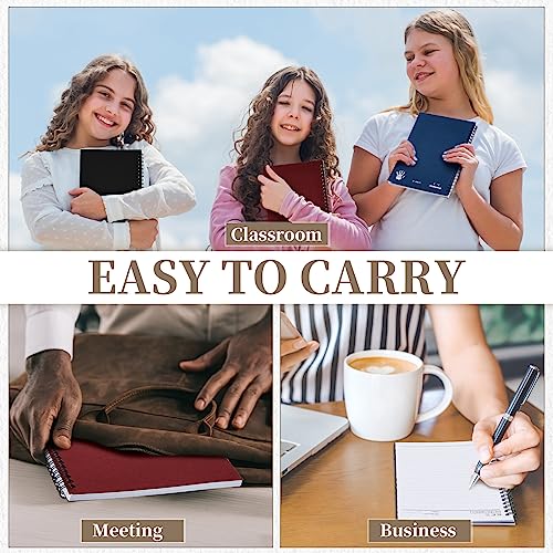 Lewtemi 6 Pack Small Left Handed Notebook 8"x5" Lefty Spiral Notebooks Wire Bound Mini Notebook 50 Sheets College Ruled Paper Journal(Black, Red, Blue) - color: Black, Red, Blue