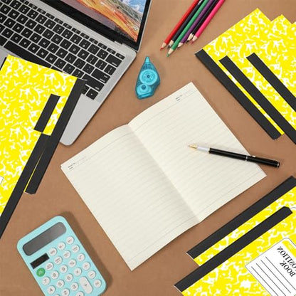Fainne 100 Pack A5 Composition Notebooks Bulk College Ruled Composition Notebooks Marble Covers Notebook for Student Classroom Office Supplies 30 Sheet/60 Page(Yellow) - color: Yellow