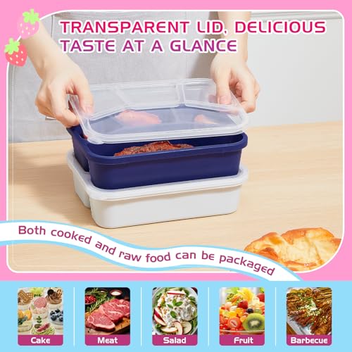 Honeydak 5 Pack Snack Containers 4 Compartment Bento Snack Boxes Reusable Lunchable Containers with Lids Divided Meal Prep Lunch Food Storage Box for School Work Travel(Elderberry,Mixed) - color: Elderberry, style: Mixed
