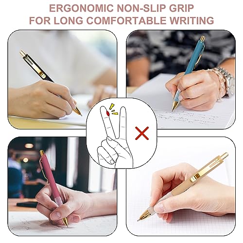 Linbsunne Ballpoint Pens Black Medium Point 1mm with Super Soft Grip Ball Point Pen for Men Women Retractable(gold-18 pcs) - color: gold-18 pcs