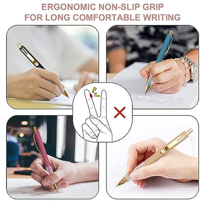 Linbsunne Ballpoint Pens Black Medium Point 1mm with Super Soft Grip Ball Point Pen for Men Women Retractable(gold-18 pcs) - color: gold-18 pcs