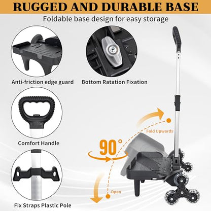 Backpack Trolley with Edge Guard 6-Wheels Rolling Dolly Cart for Backpack,Luggage,Travel Hand Truck - size: 6 Wheels with Edge